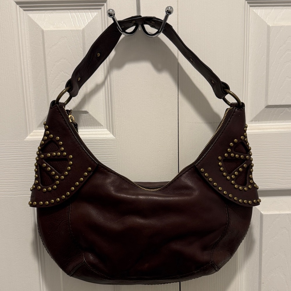 Michael Kors Brown Leather Studded Hobo‎ Shoulder Bag